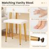 imageVanity Desk with Mirror and Lights Dressing Table with Padded Stool 3Color Light Brightness Adjustment 4 Storage Drawers Makeup Vanity Set for Small Space Bedroom White ampamp GoldWhite  Gold