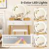 imageVanity Desk with Mirror and Lights Dressing Table with Padded Stool 3Color Light Brightness Adjustment 4 Storage Drawers Makeup Vanity Set for Small Space Bedroom White ampamp GoldWhite  Gold