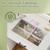 imageVanity Desk with Mirror and Lights Dressing Table with Storage Stool Drawers ampamp Shelves Charging Station Hair Dryer Stand 3 Color Lighting Glass Tabletop Makeup Vanity for Bedroom White