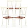 imageWood Dining Chairs Set of 2 Farmhouse Dining Room Chair with Solid Rubber Wood ampamp Curved Slat Back Armless Kitchen Chairs for Dining Table 1 WhiteWhite