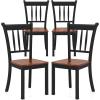 imageWood Dining Chairs Set of 2 Farmhouse Dining Room Chair with Solid Rubber Wood ampamp Curved Slat Back Armless Kitchen Chairs for Dining Table 1 WhiteBlack
