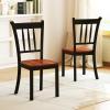imageWood Dining Chairs Set of 2 Farmhouse Dining Room Chair with Solid Rubber Wood ampamp Curved Slat Back Armless Kitchen Chairs for Dining Table 1 WhiteBlack