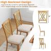 imageWood Dining Chairs Set of 2 Wooden Kitchen Side Chairs with Rubber Wood Legs Padded Seat Double XShaped Back Farmhouse Dining Chairs for Dining Room Living RoomNaturalbeige