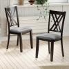 imageWood Dining Chairs Set of 2 Wooden Kitchen Side Chairs with Rubber Wood Legs Padded Seat Double XShaped Back Farmhouse Dining Chairs for Dining Room Living RoomBlackgrey