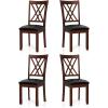 imageWood Dining Chairs Set of 2 Wooden Kitchen Side Chairs with Rubber Wood Legs Padded Seat Double XShaped Back Farmhouse Dining Chairs for Dining Room Living RoomBrownblack