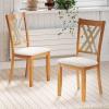 imageWood Dining Chairs Set of 2 Wooden Kitchen Side Chairs with Rubber Wood Legs Padded Seat Double XShaped Back Farmhouse Dining Chairs for Dining Room Living RoomNaturalbeige