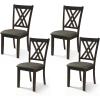 imageWood Dining Chairs Set of 2 Wooden Kitchen Side Chairs with Rubber Wood Legs Padded Seat Double XShaped Back Farmhouse Dining Chairs for Dining Room Living RoomBlackgrey