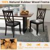 imageWood Dining Chairs Set of 2 Wooden Kitchen Side Chairs with Rubber Wood Legs Padded Seat Double XShaped Back Farmhouse Dining Chairs for Dining Room Living RoomBlackgrey