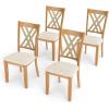 imageWood Dining Chairs Set of 2 Wooden Kitchen Side Chairs with Rubber Wood Legs Padded Seat Double XShaped Back Farmhouse Dining Chairs for Dining Room Living RoomNaturalbeige