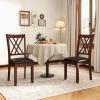 imageWood Dining Chairs Set of 2 Wooden Kitchen Side Chairs with Rubber Wood Legs Padded Seat Double XShaped Back Farmhouse Dining Chairs for Dining Room Living RoomBrownblack