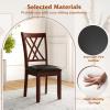 imageWood Dining Chairs Set of 2 Wooden Kitchen Side Chairs with Rubber Wood Legs Padded Seat Double XShaped Back Farmhouse Dining Chairs for Dining Room Living RoomBrownblack