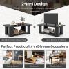 imageWooden Coffee Table with Storage Shelf 41L Rectangle Tea Table with Thicker Legs 2Tier Center Table for Living Room Reception Room Home Office Bedroom Balcony Rustic BrownBlack