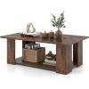 imageWooden Coffee Table with Storage Shelf 41L Rectangle Tea Table with Thicker Legs 2Tier Center Table for Living Room Reception Room Home Office Bedroom Balcony Rustic BrownRustic Brown