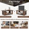imageWooden Coffee Table with Storage Shelf 41L Rectangle Tea Table with Thicker Legs 2Tier Center Table for Living Room Reception Room Home Office Bedroom Balcony Rustic BrownRustic Brown