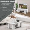 imageWooden Coffee Table with Storage Shelf 41L Rectangle Tea Table with Thicker Legs 2Tier Center Table for Living Room Reception Room Home Office Bedroom Balcony Rustic BrownWhite