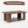 imageWooden Coffee Table with Storage Shelf 41L Rectangle Tea Table with Thicker Legs 2Tier Center Table for Living Room Reception Room Home Office Bedroom Balcony Rustic BrownRustic Brown
