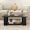 imageWooden Coffee Table with Storage Shelf 41L Rectangle Tea Table with Thicker Legs 2Tier Center Table for Living Room Reception Room Home Office Bedroom Balcony Rustic BrownBlack