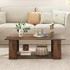 imageWooden Coffee Table with Storage Shelf 41L Rectangle Tea Table with Thicker Legs 2Tier Center Table for Living Room Reception Room Home Office Bedroom Balcony Rustic BrownRustic Brown