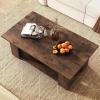 imageWooden Coffee Table with Storage Shelf 41L Rectangle Tea Table with Thicker Legs 2Tier Center Table for Living Room Reception Room Home Office Bedroom Balcony Rustic BrownRustic Brown