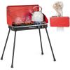 image2Burner Propane Camping Stove Portable Camp Grill wRoast Grill 3Sided Wind Screen Removable Leg Dual Control Knobs Outdoor Stove for BBQ Picnic 20000 BTU BlackRed
