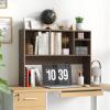 image2Tier Desk Shelf 37quot Wide College Desk Hutch Top Only with 4 Shelves Desk Organizer for Computer Desk Dorm Home Office Study Desk Dining Table Grey OakGrey Oak