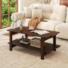 image2Tier Wooden Coffee Table 45L Modern Tea Table with Open Storage Shelf Easy Assembly Center Table for Living Room Home Office Bedroom Balcony Reception Room BlackWalnut