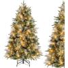 image5FT Prelit Artificial Christmas Tree Hinged Xmas Tree w 190 Warm White LED Lights 8 Modes 602 Branch Tips 26 Pine Cones ampamp 26 Clutters of Red Berries Metal Stand Easy Assembly 5FT5ft
