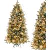 image5FT Prelit Artificial Christmas Tree Hinged Xmas Tree w 190 Warm White LED Lights 8 Modes 602 Branch Tips 26 Pine Cones ampamp 26 Clutters of Red Berries Metal Stand Easy Assembly 5FT6FT