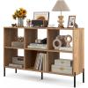 image6 Cube Bookcase 3Tier Wood Freestanding Organizer with 5 Elevated Metal Legs ampamp Adjustable Shelf Storage Open Book Shelf for Home OfficeLiving Room WhiteNatural