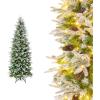 image75 FT Prelit Pencil Christmas Tree Artificial Snow Flocked Hinged Xmas Tree w 913 Branch Tips 350 Warm White LED Lights 75 Pine Cones Slim Skinny Christmas Tree for Home Shop ampamp Office6ft