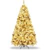 imageArtificial Christmas Tree 75ft Snow Flocked Hinged Pine Tree with 1010 Branch Tips ampamp 450 Warm LED Lights Portable Metal Base Perfect Xmas Decoration for Home Office Party 75ft6ft