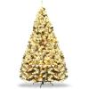 imageArtificial Christmas Tree 75ft Snow Flocked Hinged Pine Tree with 1010 Branch Tips ampamp 450 Warm LED Lights Portable Metal Base Perfect Xmas Decoration for Home Office Party 75ft9ft