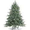 imageArtificial Snow Flocked Christmas Tree PVC ampamp PE Snow Covered Christmas Tree with Foldable Metal Stand Branch Tips Snowy Slim Xmas Pine Tree for Festive Holiday Decor