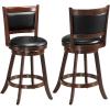 imageBar Stools Set of 2 360Swivel Accent Wooden Island Chairs with Back Leather Upholstered Cushioned Seat Counter Height Bar Stools for Kitchen Dining Room Brown 24quot HeightBrown