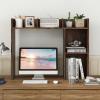 imageDesktop Bookshelf 3Tier Desk Hutch Shelf with 5 Display Rack for Computer Desk Desk Organizer Shelves for Top of Desk Dorm Home Office WhiteRustic Brown