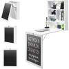 imageGRAFFY Modern Black WallMounted Folding Desk 24quot x 34quot x 575quot L x W x H MultiFunction Table with Storage Shelves ampamp Hooks Computer Desk Laptop Workstation Home OfficeWhite