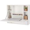 imageGRAFFY Wall Mounted Table Multifunctional Folding Hanging Storage Cabinet Space Saving Computer Desk wStorage Drawer and Shelves Wall Mount Laptop Desk for Home Office WhiteWhite