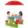 imageKids Picnic Table Toddler Plastic Outdoor Desk ampamp Bench Set wRemovable Adjustable Umbrella Gift for Boys Girls 3 Kids Outdoor Table for Patio Backyard Sand Play Camping RedRed