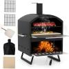 imagePizza Oven Outdoor 2Layer Wood Fired Pizza Oven with 16quot Pizza Stone Portable Pizza Cooker with Folding Legs and Cover for Backyard Party BBQ Charcoal ampamp Wood Burning Grill