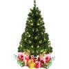 imagePreLit Artificial Christmas Tree 4FT Green PVC Chilean Pine Christmas Tree with 100 WarmWhite LED 8inch Plastic Triangular Stand for Indoor ampamp Outdoor Home Holiday Decoration