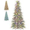 imagePreLit Sparse Christmas Tree 75FT Green Hinged Artificial Xmas Tree with Branch Tips 500L Multicolored LED Lights Foldable Metal Stand for Holiday Decorations Indoor and Outdoor 75ft7ft 6in