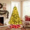 imagePrelit Artificial Christmas Tree Green PVC Xmas Decoration with Warm White LED Lights 510 Branch Tips EasytoAssemble Hinged Tree for Indoor Home Office Holiday Decoration 5ft6ft