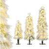 imagePrelit Snow Flocked Artificial Christmas Tree 3Piece Set with 3Ft4Ft5Ft Sizes Decorative Tree for Home Office Party Green ampamp White