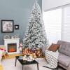 imageSnowFlocked Christmas Tree 75FT Artificial Pine with Easy Assembly and SpaceSaving Design Holiday Tree for BedroomOfficePartyWhite 75FT75ft