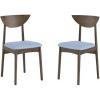 imageUpholstered Dining Chairs Set of 2 Curved Backrest Home Chair with Blue Fabric Padded Seats ampamp Rubber Wood Legs for Kitchen Living Room Dining Room ampamp Reception Area Brown