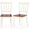 imageWood Dining Chairs Set of 2 Farmhouse Dining Room Chair with Solid Rubber Wood ampamp Curved Slat Back Armless Kitchen Chairs for Dining Table 1 WhiteWhite