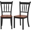 imageWood Dining Chairs Set of 2 Farmhouse Dining Room Chair with Solid Rubber Wood ampamp Curved Slat Back Armless Kitchen Chairs for Dining Table 1 WhiteBlack