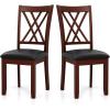 imageWood Dining Chairs Set of 2 Wooden Kitchen Side Chairs with Rubber Wood Legs Padded Seat Double XShaped Back Farmhouse Dining Chairs for Dining Room Living RoomBrownblack