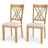 imageWood Dining Chairs Set of 2 Wooden Kitchen Side Chairs with Rubber Wood Legs Padded Seat Double XShaped Back Farmhouse Dining Chairs for Dining Room Living RoomNaturalbeige