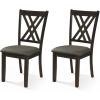 imageWood Dining Chairs Set of 2 Wooden Kitchen Side Chairs with Rubber Wood Legs Padded Seat Double XShaped Back Farmhouse Dining Chairs for Dining Room Living RoomBlackgrey